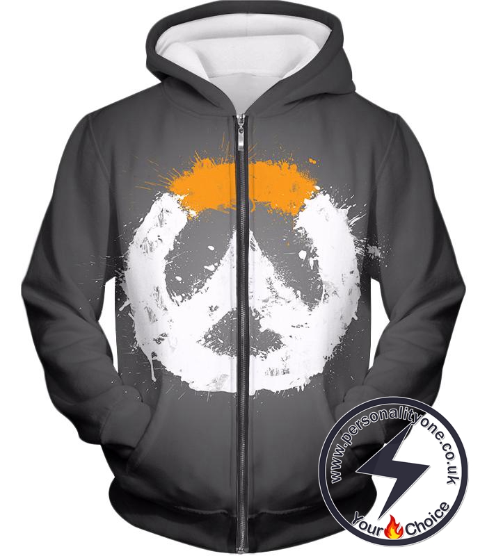 Overwatch Cool Black Logo Zip Up Hoodie